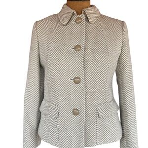 Talbots Beige Herringbone Pea Coat